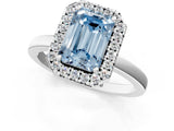 White gold Fancy Blue Emerald  Halo Diamond Solitaire with Pavé Band and Four-Prong Setting_105
