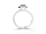 White gold Fancy Blue Emerald  Halo Diamond Solitaire with Pavé Band and Four-Prong Setting_107