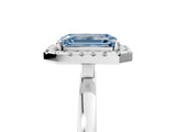 White gold Fancy Blue Emerald  Halo Diamond Solitaire with Pavé Band and Four-Prong Setting_109