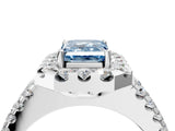 White gold Fancy Blue Emerald  Halo Diamond Split Shank Engagement Ring with Prong Setting_43