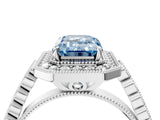 White gold Fancy Blue Emerald  Halo Milgrain Solitaire with Bezel Set Side Stones and Pave Band_35