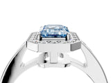 White gold Fancy Blue Emerald  Halo Pavé Diamond Engagement Ring with Bezel Setting_53