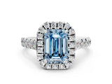 White gold Fancy Blue Emerald  Halo Pavé Diamond Engagement Ring with Four-Prong Setting_26