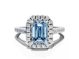 White gold Fancy Blue Emerald  Halo Pavé Diamond Engagement Ring with Four-Prong Setting_3