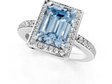 White gold Fancy Blue Emerald  Halo Pave Band Solitaire Ring with Prong Setting_67