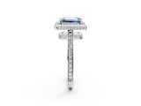 White gold Fancy Blue Emerald  Halo Pave Band Solitaire Ring with Prong Setting_68