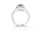 White gold Fancy Blue Emerald  Halo Pave Band Solitaire Ring with Prong Setting_69