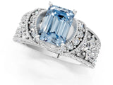 White gold Fancy Blue Emerald  Halo Pave Diamond Engagement Ring with Milgrain Detailing_51