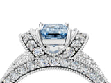 White gold Fancy Blue Emerald  Halo Pave Diamond Engagement Ring with Milgrain Detailing_55