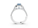 White gold Fancy Blue Emerald  Halo Pave Split Shank Prong Setting Ring_29