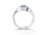White gold Fancy Blue Emerald  Halo Round Diamond Milgrain Pave Engagement Ring_6