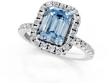 White gold Fancy Blue Emerald  Halo Round Diamond Pavé Band Four-Prong Ring_4