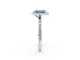 White gold Fancy Blue Emerald  Halo Round Diamond Pavé Band Four-Prong Ring_5