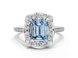 White gold Fancy Blue Emerald  Halo Round Diamond Pave Band with Four-Prong Setting_50