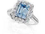 White gold Fancy Blue Emerald  Halo Round Diamond Pave Band with Four-Prong Setting_51