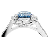 White gold Fancy Blue Emerald  Halo Round Diamond Pave Band with Four-Prong Setting_54