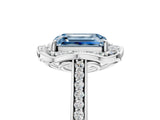 White gold Fancy Blue Emerald  Halo Round Diamond Pave Band with Four-Prong Setting_55
