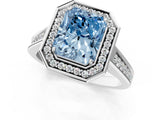 White gold Fancy Blue Emerald  Halo Solitaire Diamond Ring with Pave Band and Bezel Setting_50