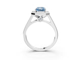 White gold Fancy Blue Emerald  Halo Solitaire Diamond Ring with Pave Band and Bezel Setting_52