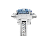 White gold Fancy Blue Emerald  Halo Solitaire Diamond Ring with Pave Band and Bezel Setting_54