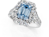 White gold Fancy Blue Emerald  Halo Split Shank Diamond Engagement Ring with Pave Band and Four-Prong Setting_55