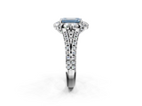White gold Fancy Blue Emerald  Halo Split Shank Diamond Engagement Ring with Pave Band and Four-Prong Setting_56