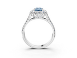 White gold Fancy Blue Emerald  Halo Split Shank Diamond Engagement Ring with Pave Band and Four-Prong Setting_57