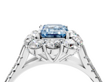 White gold Fancy Blue Emerald  Halo Split Shank Diamond Engagement Ring with Pave Band and Four-Prong Setting_58