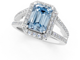White gold Fancy Blue Emerald  Halo Split Shank Diamond Ring with Four-Prong Setting_33