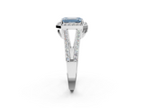 White gold Fancy Blue Emerald  Halo Split Shank Diamond Ring with Four-Prong Setting_34