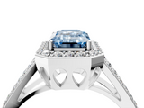 White gold Fancy Blue Emerald  Halo Split Shank Diamond Ring with Four-Prong Setting_36