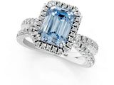 White gold Fancy Blue Emerald  Halo Split Shank Diamond Ring with Pavé Setting_27