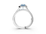 White gold Fancy Blue Emerald  Halo Split Shank Diamond Ring with Pavé Setting_29