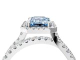 White gold Fancy Blue Emerald  Halo Split Shank Diamond Ring with Pavé Setting_30