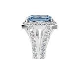 White gold Fancy Blue Emerald  Halo Split Shank Diamond Ring with Prong Setting_25