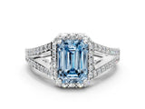 White gold Fancy Blue Emerald  Halo Split Shank Pave Diamond Ring with Four-Prong Setting_49