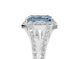 White gold Fancy Blue Emerald  Halo Split Shank Pave Diamond Ring with Four-Prong Setting_55