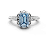 White gold Fancy Blue Emerald  Halo Split Shank Pave Diamond Ring with Petal Prong Setting_32