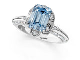 White gold Fancy Blue Emerald  Halo Split Shank Pave Diamond Ring with Petal Prong Setting_33