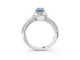 White gold Fancy Blue Emerald  Halo Split Shank Pave Diamond Ring with Petal Prong Setting_35