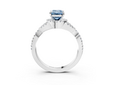 White gold Fancy Blue Emerald  Halo Twist Band Solitaire Prong Setting Ring_66