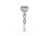 White gold Fancy Blue Emerald  Halo Twist Band Solitaire Ring with Six-Prong Setting_34