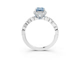 White gold Fancy Blue Emerald  Halo Twist Band Solitaire Ring with Six-Prong Setting_34