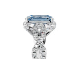 White gold Fancy Blue Emerald  Halo Twist Band Solitaire Ring with Six-Prong Setting_36