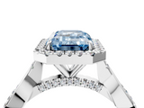 White gold Fancy Blue Emerald  Halo Twist Band Solitaire Ring_24