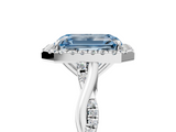 White gold Fancy Blue Emerald  Halo Twist Band Solitaire Ring_25