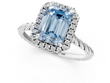 White gold Fancy Blue Emerald  Halo Twisted Band Four-Prong Diamond Ring_21