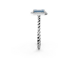White gold Fancy Blue Emerald  Halo Twisted Band Four-Prong Diamond Ring_22