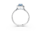 White gold Fancy Blue Emerald  Halo Twisted Band Four-Prong Diamond Ring_23