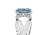 White gold Fancy Blue Emerald  Halo Twisted Band Four-Prong Ring_59